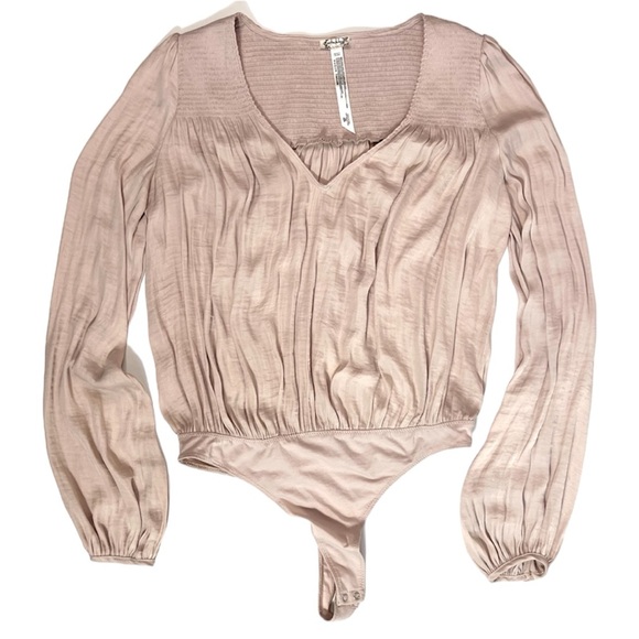 Free People Intimately Smockin’ and Rockin’ Bodysuit Champagne Pink Size Small - Picture 4 of 14